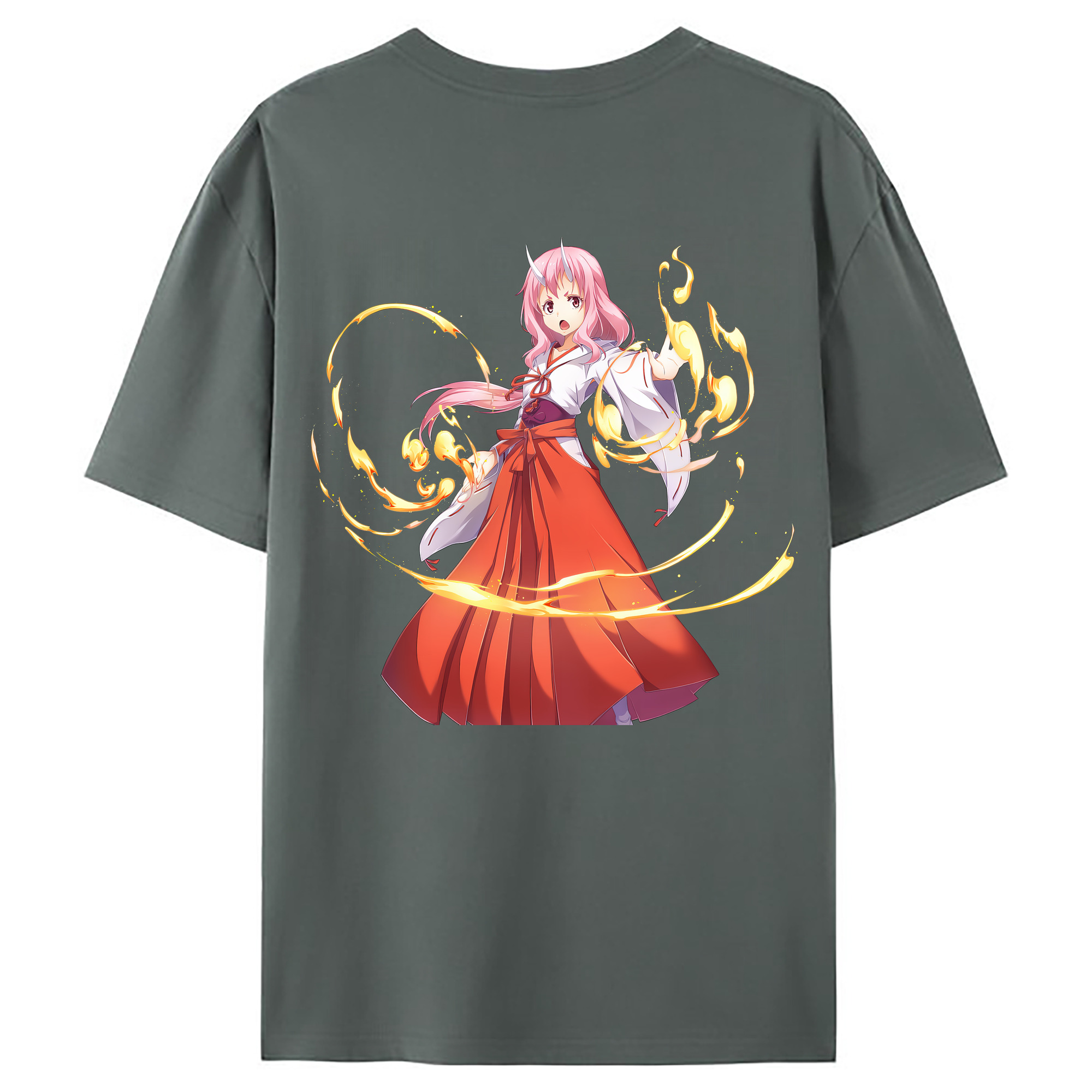 （画像用） 転スラ Regarding Reincarnated to Slime 綿100％ メンズ半袖Tシャツ（バックプリント） 通気性